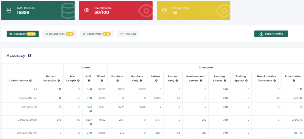 screenshot of Match Data Pro